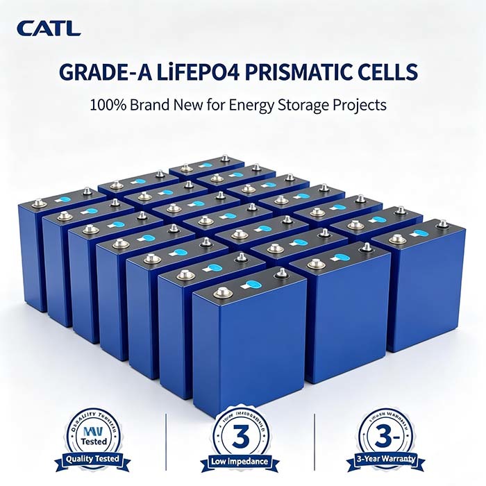 3.2V 100Ah Lifepo4 Prismatic Lithium‑Ion Cell, Complete Positive‑Negative Terminals, Solar Energy Storage Battery Cell