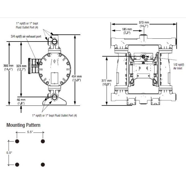 Durable Double Diaphragm Pump Parts 24B627 24B628 Outlet 1 Inch