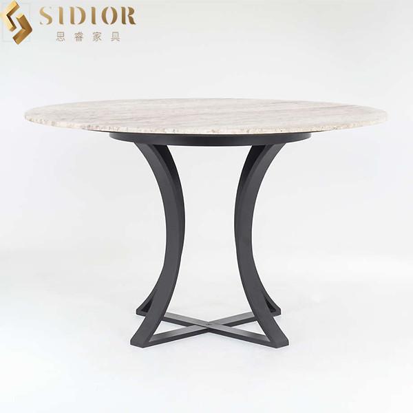 OEM Round Natural Marble Dining Table 120cm Dia For Hotel Cafe