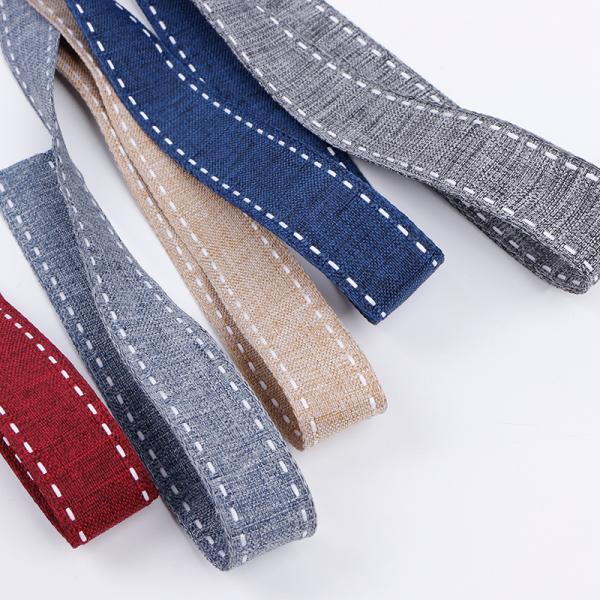 Jacquard Design 2.5cm Cowboy Wired Double Face Saddle Stitched Ribbon for Gifts by MSD