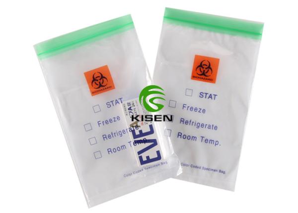 Sealed Biohazard Specimen Transport Bags , Gravure Printing Zipper Plastic Bag