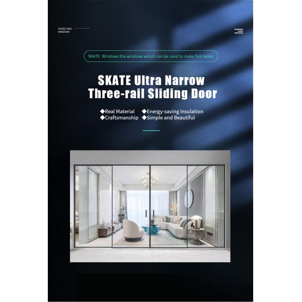 1.4 мм Алюминиевая толщина стенки Скейтовая раздвижная дверь Термальный разрыв Черный сплав Двухслойные панели