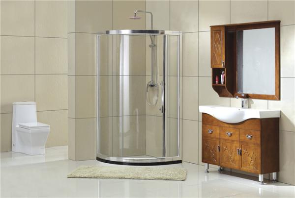 Bright Silver  Round Shower Cubicles One Moving Door for Home / Hotel