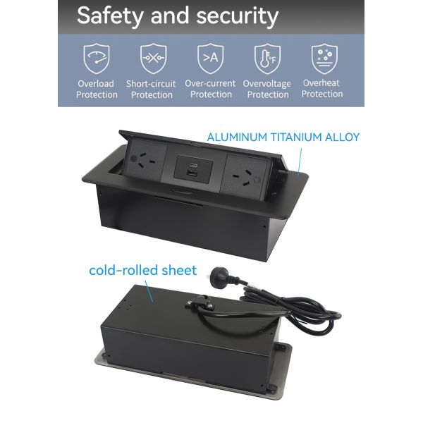 SAA Pop Up Switch Box Power Outlet Under Desk Kitchen Countertop