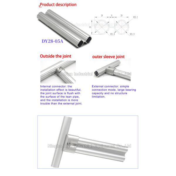 SUS Aluminium Lean Tube DY28-05A Industrial Round Profile OD 28mm Grit Blast Surface