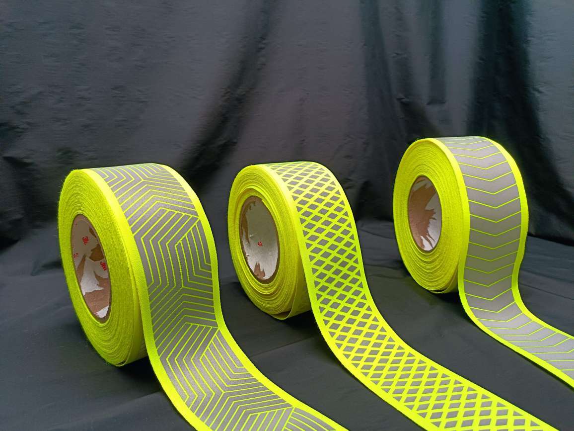 Fluorescent Yellow Reflective Tape with Custom Patterns for Day & Night Visibility on Safety Garments
