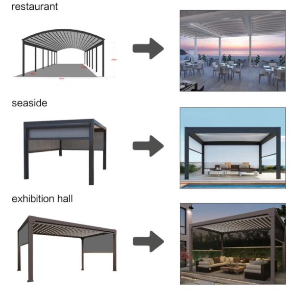 Contemporary Aluminum Pergola Gazebo With Wind Resistance Up To 60 Mph And Adjustable Shade