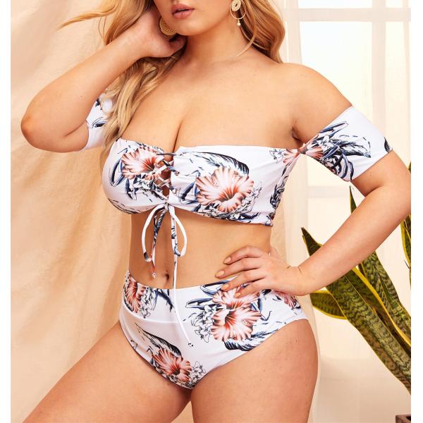 2019 New Plus Size Two piece Tassel High Waist  Swimsuit Women Push up