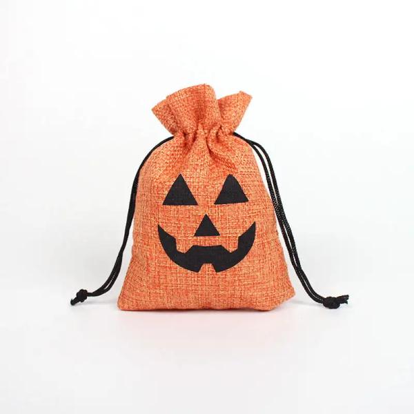 Shopping Pumpkin Gift Bag 9*12cm Orange Festival Halloween Drawstring Burlap Material