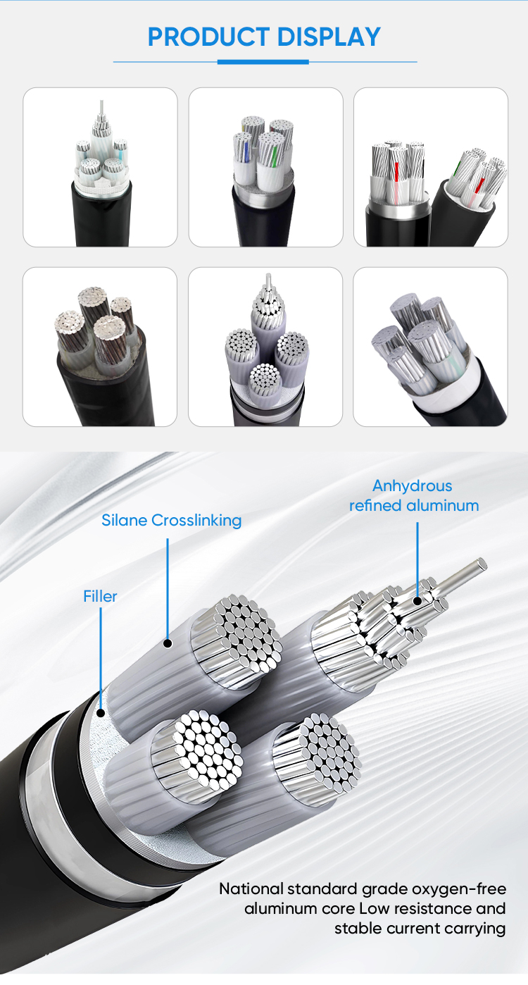 NA2XY AXV A2X Aluminum  Power Cable XLPE Insulation PVC Sheath Low Voltage Power Station Use