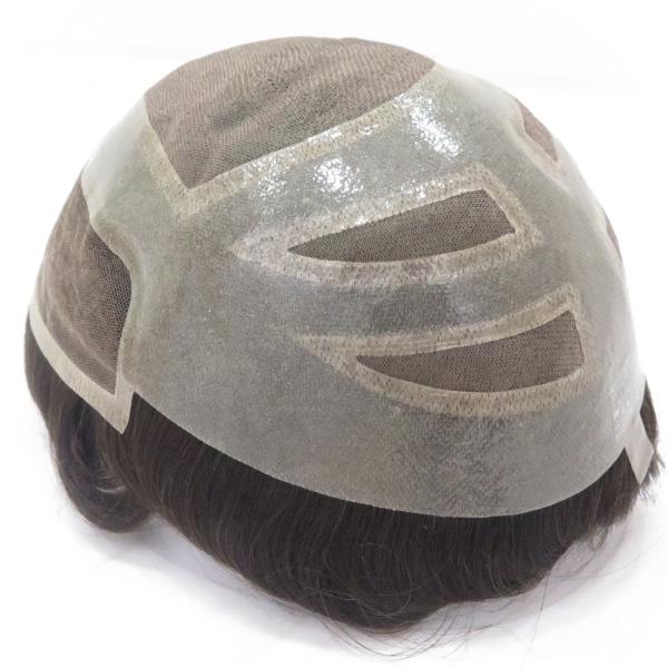 Hollywood- Male Hair Prosthesis france Lace PU Natural Hairline Human Hair Toupee Man Wig Durable Systems