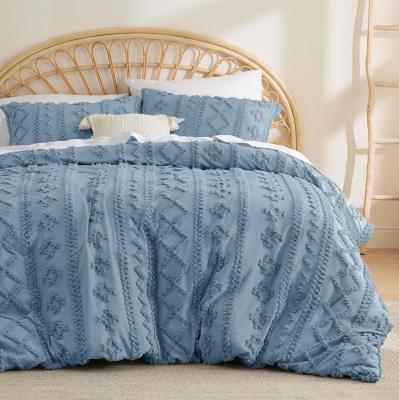 Jacquard Padrão Geométrico Pintado Conforter Set Estilo Bohemian Tufted 4 Peças Set de Cama