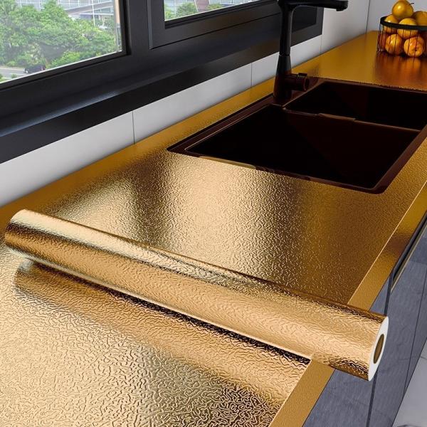 Matt Silver Foil Kitchen Stickers Self-Adhesive Wallpaper for Countertops and Furniture