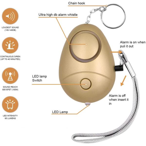 SOS Keychain 140DB 110mA Super Cute Personal Safety Alarm For Elderly Women Men Children