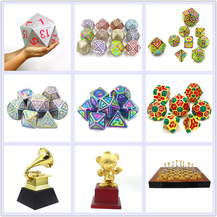 Customizable Zinc Alloy Electroplating Dice Set for DND Games with Polyhedral Design