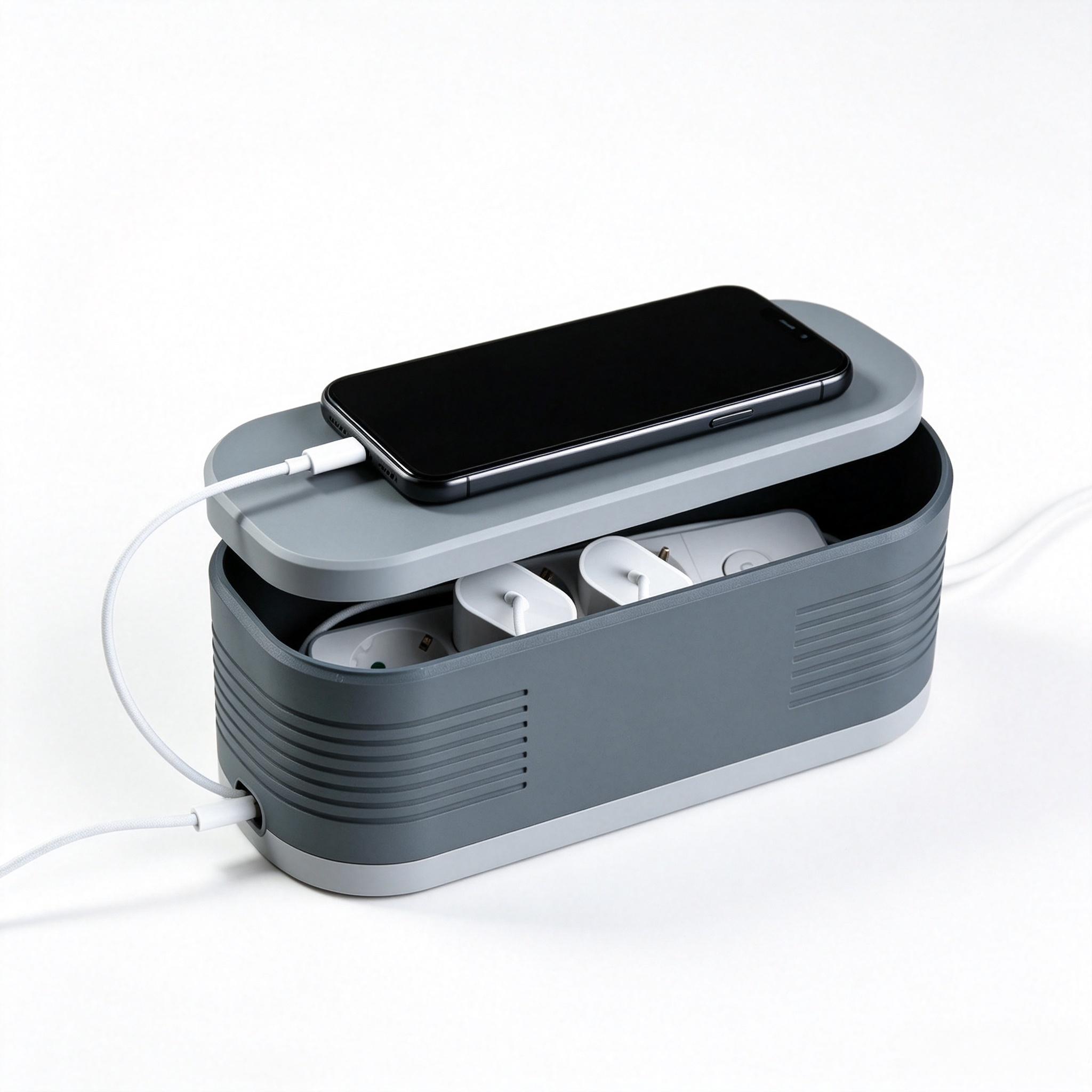 Large Capacity 3d Print Desk Accessories Glossy Data Cable Management Box OEM