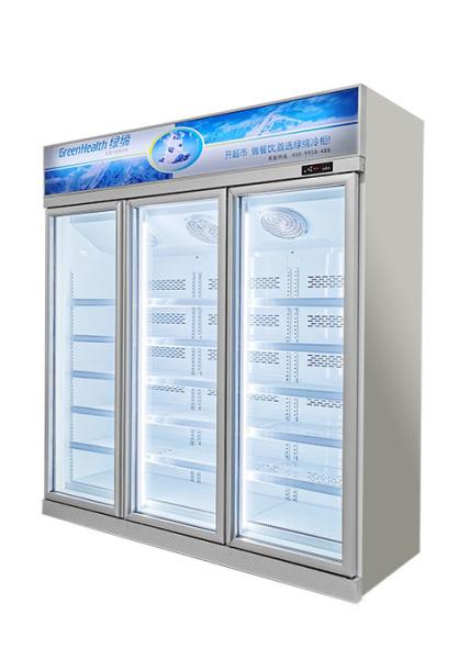 Greenhealth Commercial Display Freezer Vidro Transparente Prata Inverter Freezer Vertical