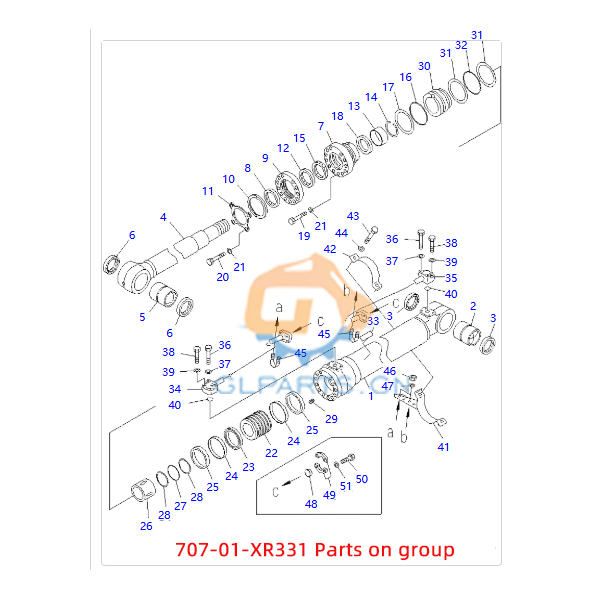 707-01-XR331 PC200-7 Custom Made Hydraulic Cylinders For Komatsu Excavator Parts