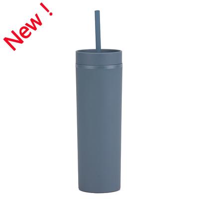 Gobelet fin avec couvercles et pailles 16 oz Rouge profond mat en vrac Réutilisable Pastel Acrylique Double paroi Plastique Gobelet pour boissons froides chaudes Café DIY