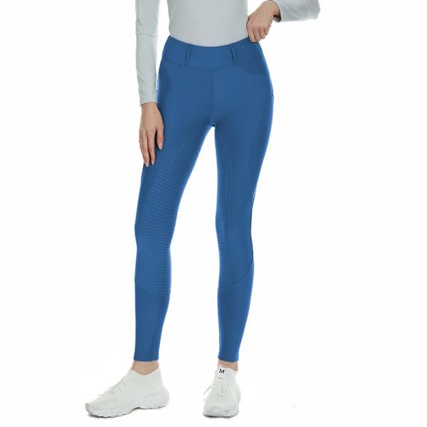 Breathable Horse Riding Pants With Pocket Blue Equestrian Brushed