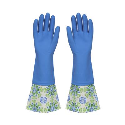 Das luvas de borracha longas extra da luva de Flocklined o látex natural durável Waterproof