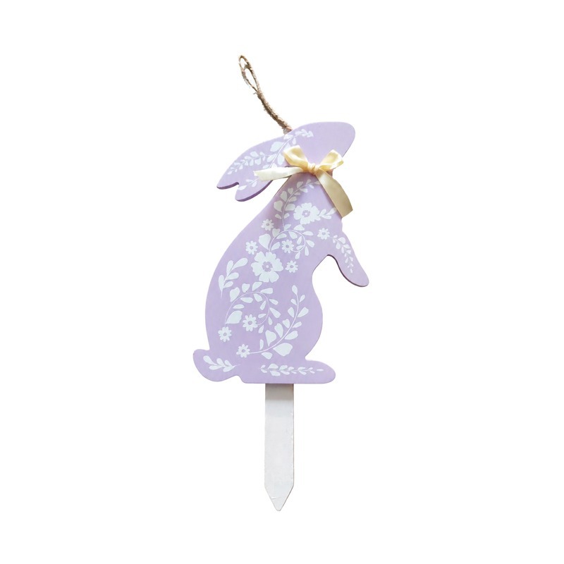 Custom Purple Floral Bunny Hanging Stake with OEM/ODM Services for Seasonal