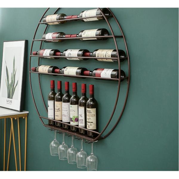Household Wall Mounted 80cm Diameter Metal Wine Rack