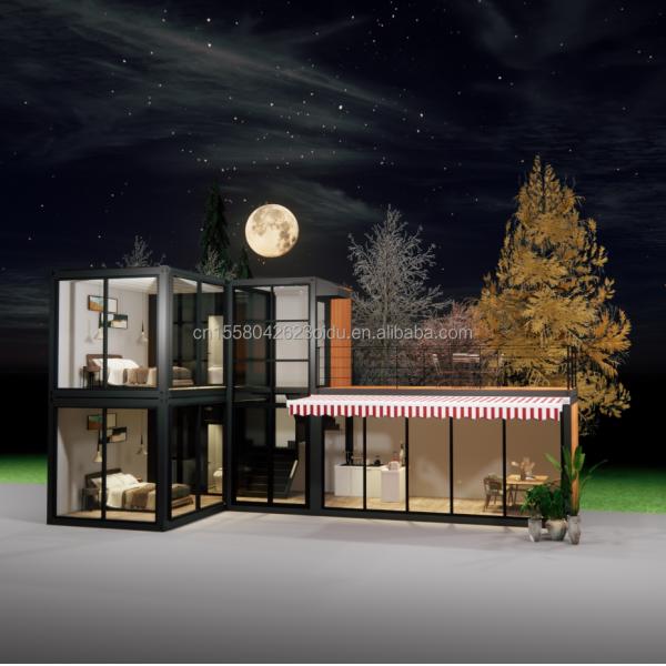 Galvanized Steel Square Tubes Main Structure Container Houses for Luxury Prefabricated Two-Bedroom Flat Pack Shipping