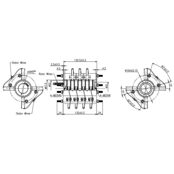500Million Rotation Longlife Slip Ring 5000RPM 38mm Through Hole 16 Circuits Braiding Machine