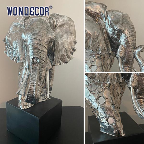 3D Elephant Head Sculpture Stainless Steel High Durability
