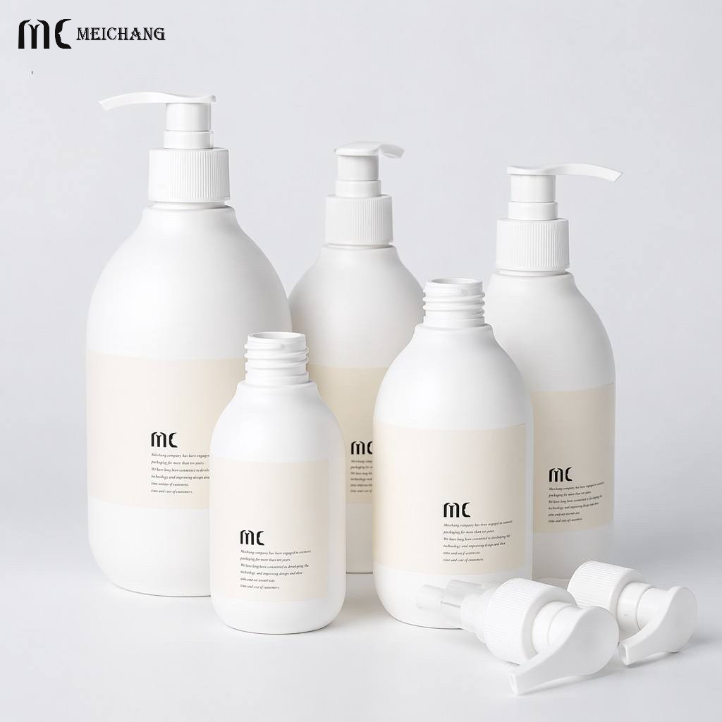 100ml-500ml Round PE Shampoo Bottle with Lotion Pump Custom Plastic Personal Care Packaging Bottle（MC-440）