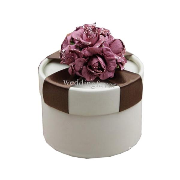 Luxury Printing Paper Tube Packaging / Black Red Round Flower Gift Box