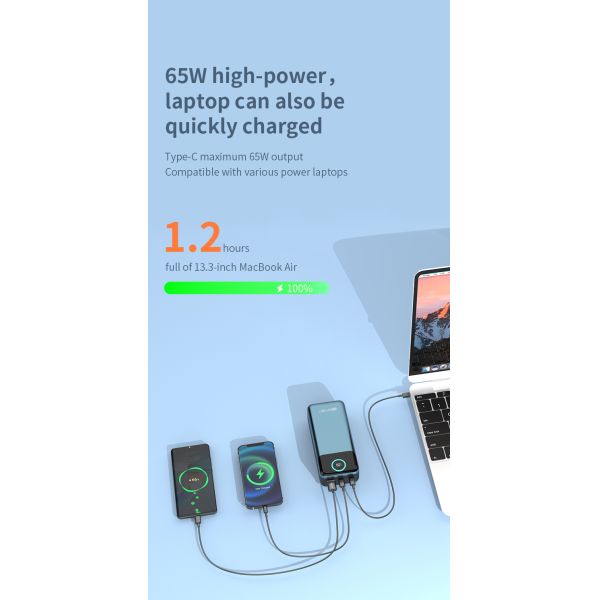 ABS Laptop Power Bank 30000mah Polymer 65w Double USB Battery Chargers