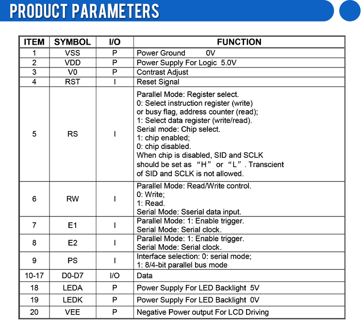 19264-1M Blue Film LCM LCD Module Power Instrument Equipment ST7920 Chinese Font Library LCD Screen