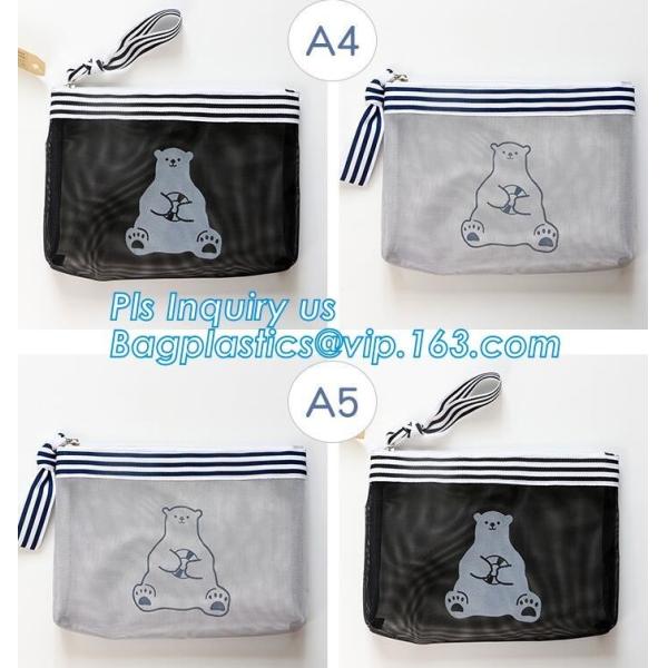 PVC Mesh File Bag With Closure Zipper File Folder Bag, Promotional hot PVC Plastic File Document Bag with Zipper lock me