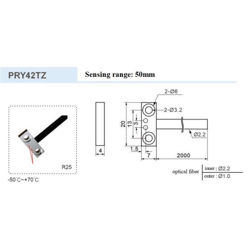 Reflective Optical Fiber Sensor Flat Plate Probe Fiber Optic Component