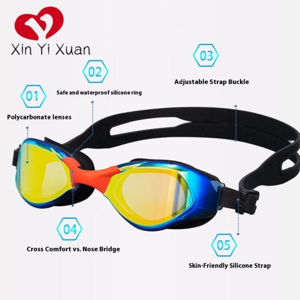 Professional Adult Training Swim Goggles Factory Wholesale, Impact Resistant PC Lens with Skin-Friendly Silicone Seal & Elastic Head Strap, Waterproof