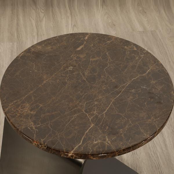 Brushed Matte Black Finish Coffee Table Marble Top Customized Stainless Steel Base