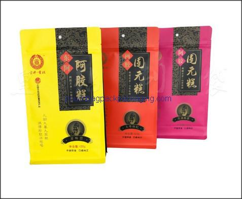Block bottom bag, stand up pouch with flat bottom for food packaging