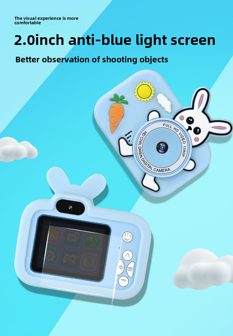 New Cartoon Children's Camera Capable Recording Full HD Video Dual-camera SLR Digital Camera Toy MicroSD Plastic Body 8x Filter