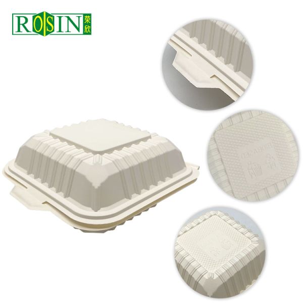 Biodegradable Cornstarch Takeaway Clamshell Boxes Disposable Eco Friendly Food Containers for Lunches and Snacks