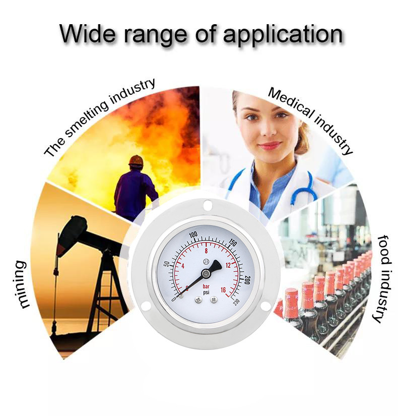 Zhejiang Manufactured 62.2mm All Stainless Steel Pressure Gauge with Flanged Edge