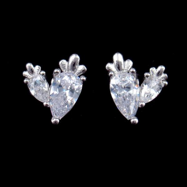 Personalized Double Carrot 925 Sterling Silver Stud Earrings For Cute Girl