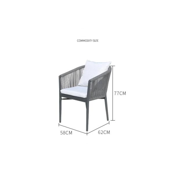Modern Aluminum Frame Outdoor Dining Table and Rattan Chairs for Restaurant or Garden