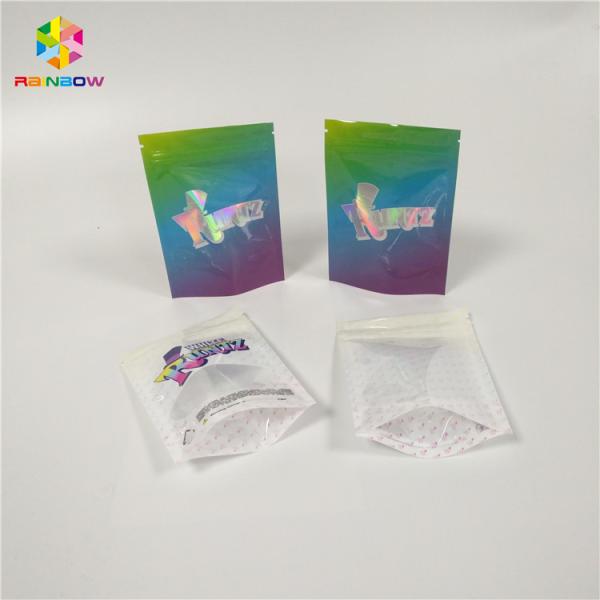 Aluminum Foil Window Plastic Storage Bags Zipper Custom Logo Holographic Tear Notch