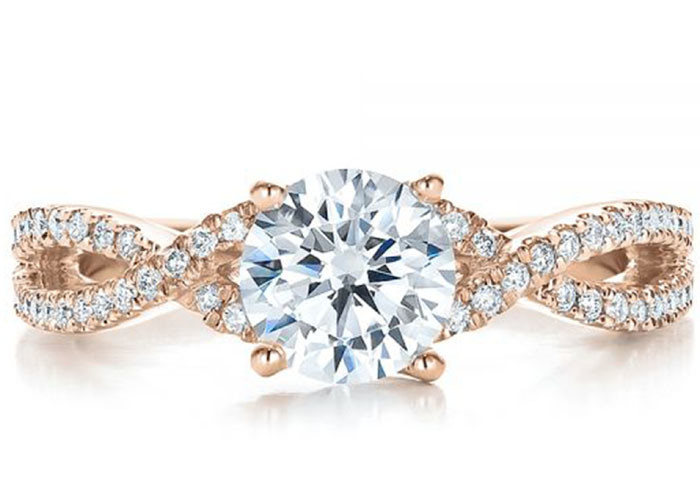 Коготь устанавливая 18K поднял кольцо золота 0.8ct с диамантом GIA GH VS1