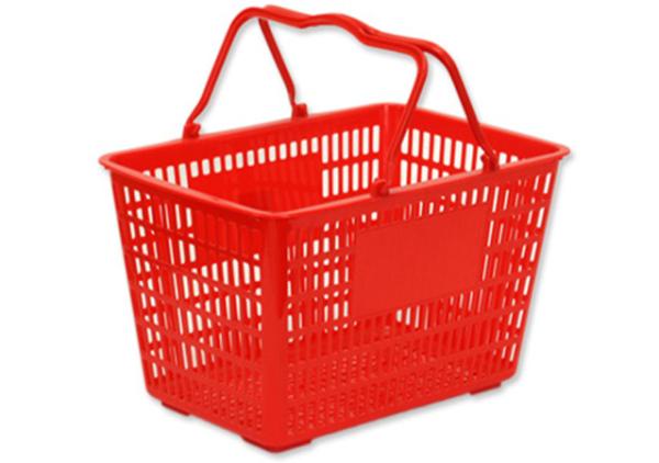 Rectangular Plastic Hand Shopping Basket Hollow - out Double Handle