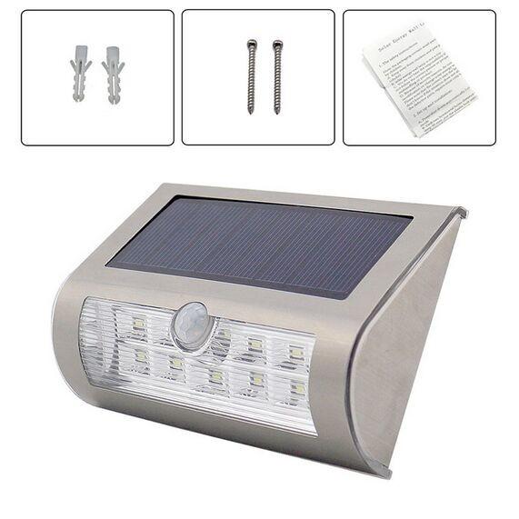 4V 9 LED White Light Outdoor Solar Motion Sensor Light For Courtyard, Balcony, Wall, Fence, Dtreet, Garden Etc.