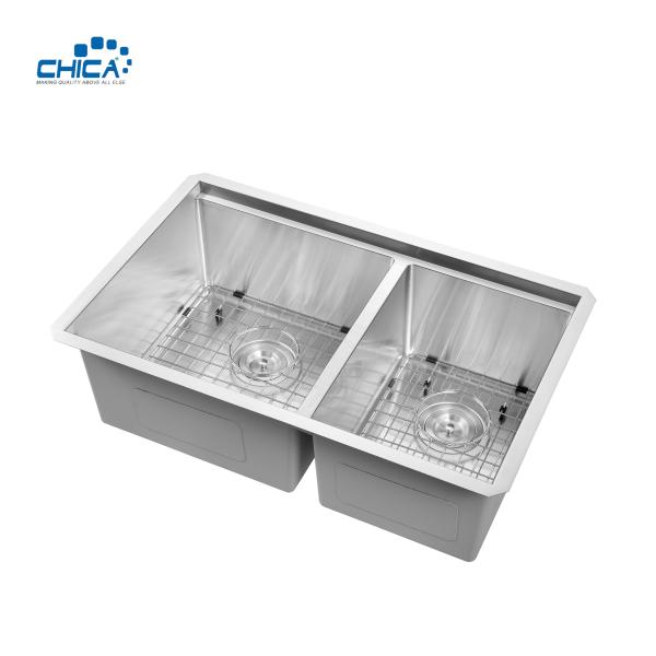 carton pallet double bowl SUS304 corner sink commercial stainless steel sink topmount handmade house sink