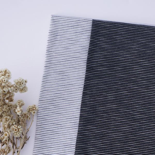 Absorción de sudor Camiseta de material rayado Tejido de algodón puro 100% cara única